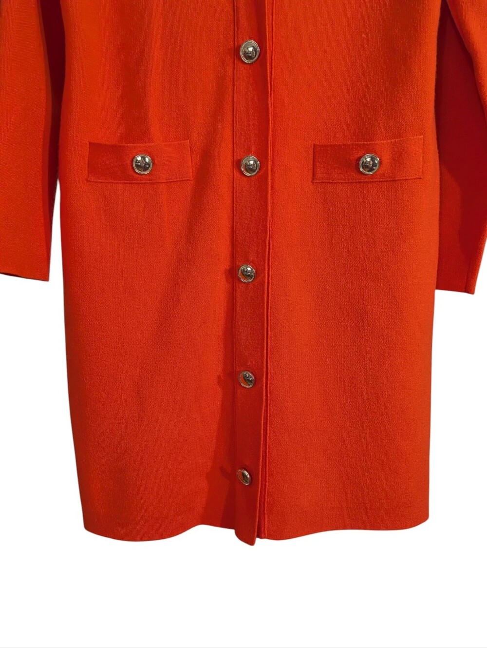 Ann Taylor Longline Sweater Dress Cardigan NWT Red - Orange Button Front SzLarge - Picture 4 of 10